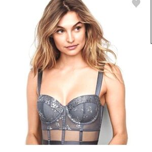 Victoria Secret VERY SEXY lined BLACONET satin mesh BRA merlot wine color 34B